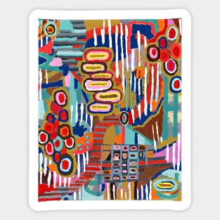 FESTIVE JOYFUL COLORFUL VIBRANT GEOMETRIC PAINTING - Original Artwork Sticker